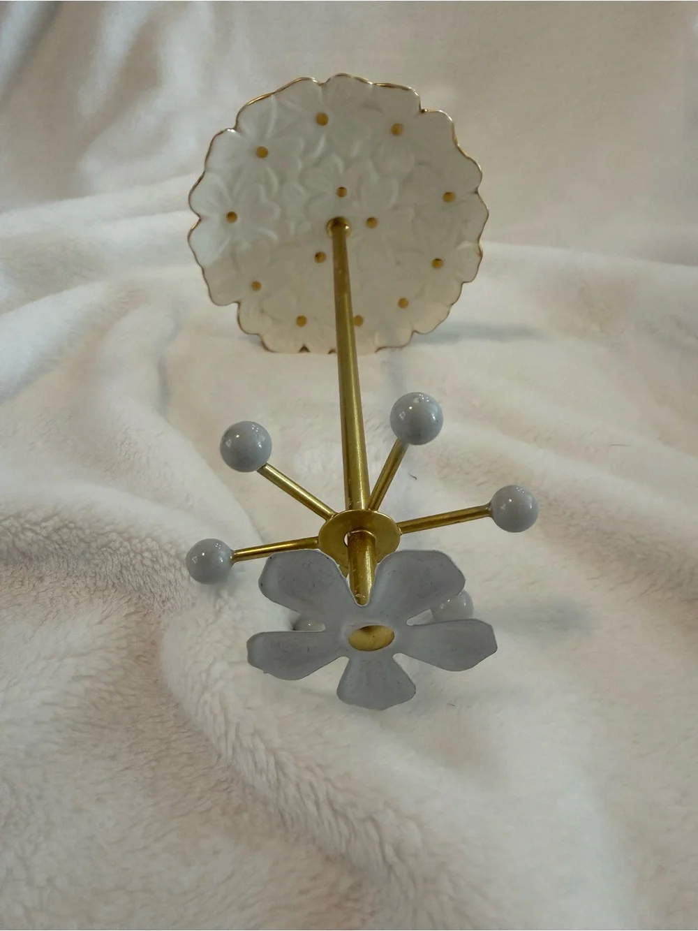 Ceramic and Gold Metal Jewelry Stand